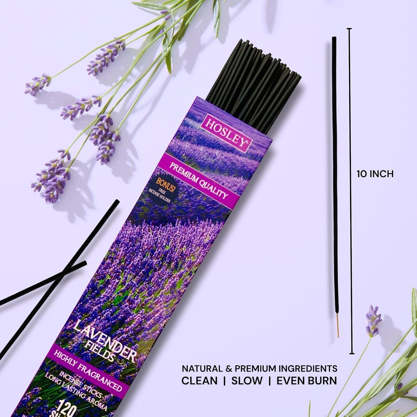 Hosley Lavender Incense Sticks – 120 Pack with Holder, Long-Lasting Aroma for Relaxation, Meditation, Yoga & Home Fragrance, Premium Aromatherapy Incense