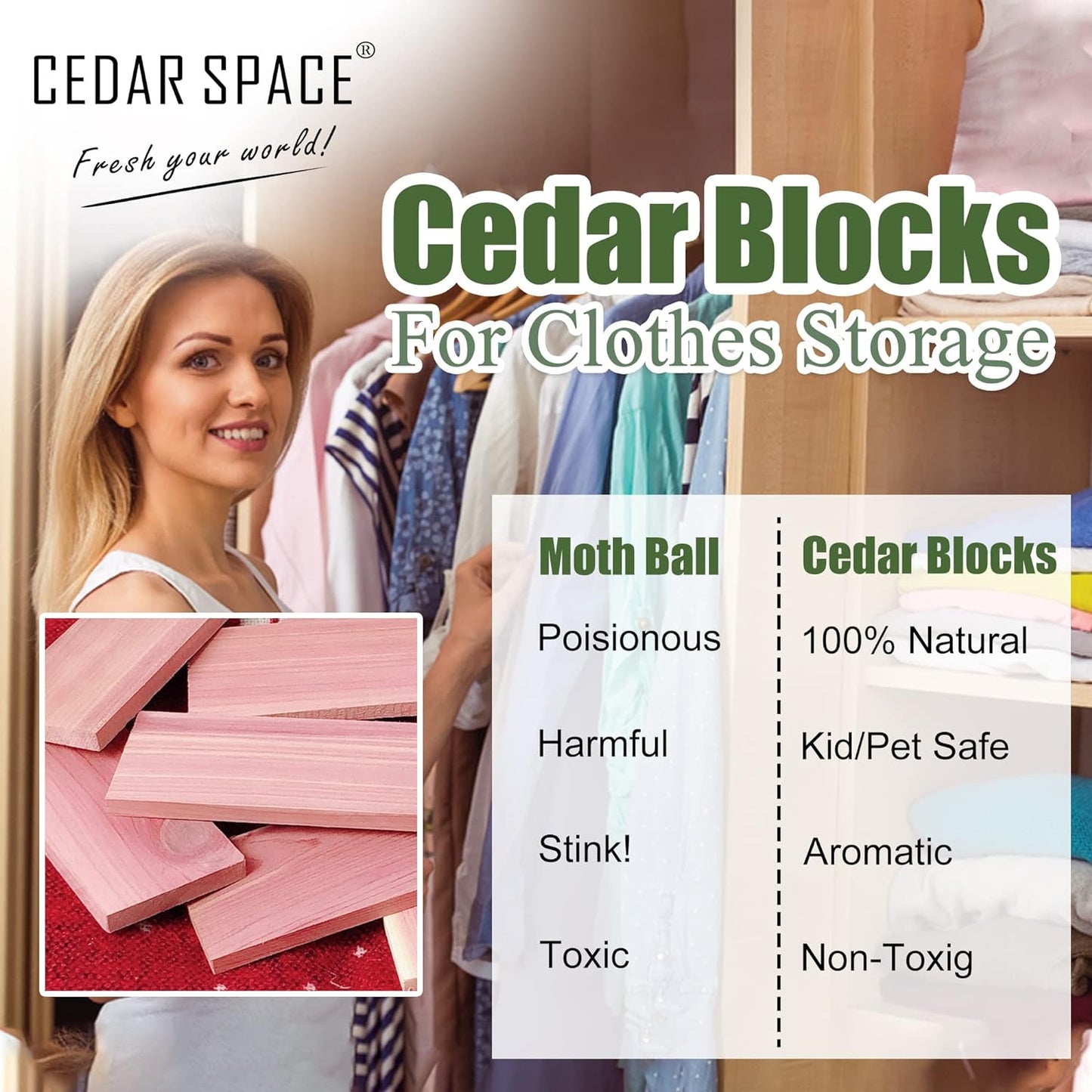 Save 15% on Cedar Blocks for Clothes Storages, 100% Aromatic Red Ceder Sachets Natural Wood Chips 16 Pcs and Cedar Ball and Chips 40Pcs