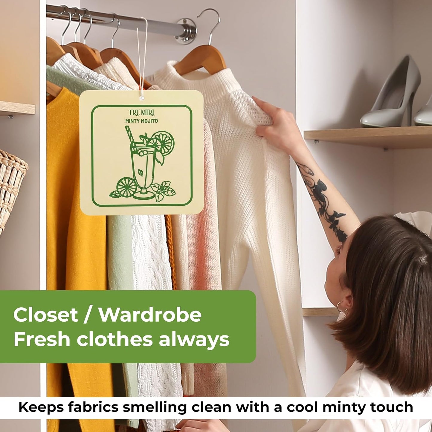 Minty Mojito - Scented Sachets for Drawer and Closet Freshener with Long Lasting Scent - Pack of 3 - Home Fragrance Sachet Bag Dresser Refresher Packet - Olores para Closet De Ropa