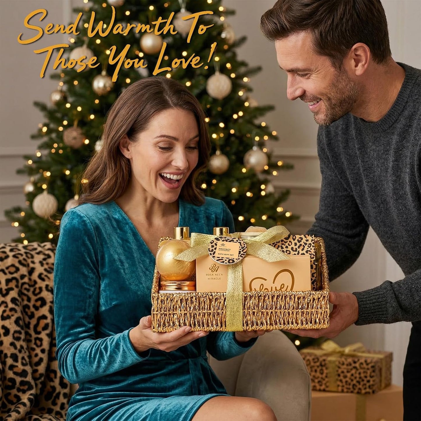 Gifts for Women, Gifts Basket for Women, 32 Pcs Honey & Almond Bath & Body Gift Basket, Hydrating Face Skin Care Gift Set, Self-Care Home Spa Basket Gift Set, Birthday, Christmas, Anniversary