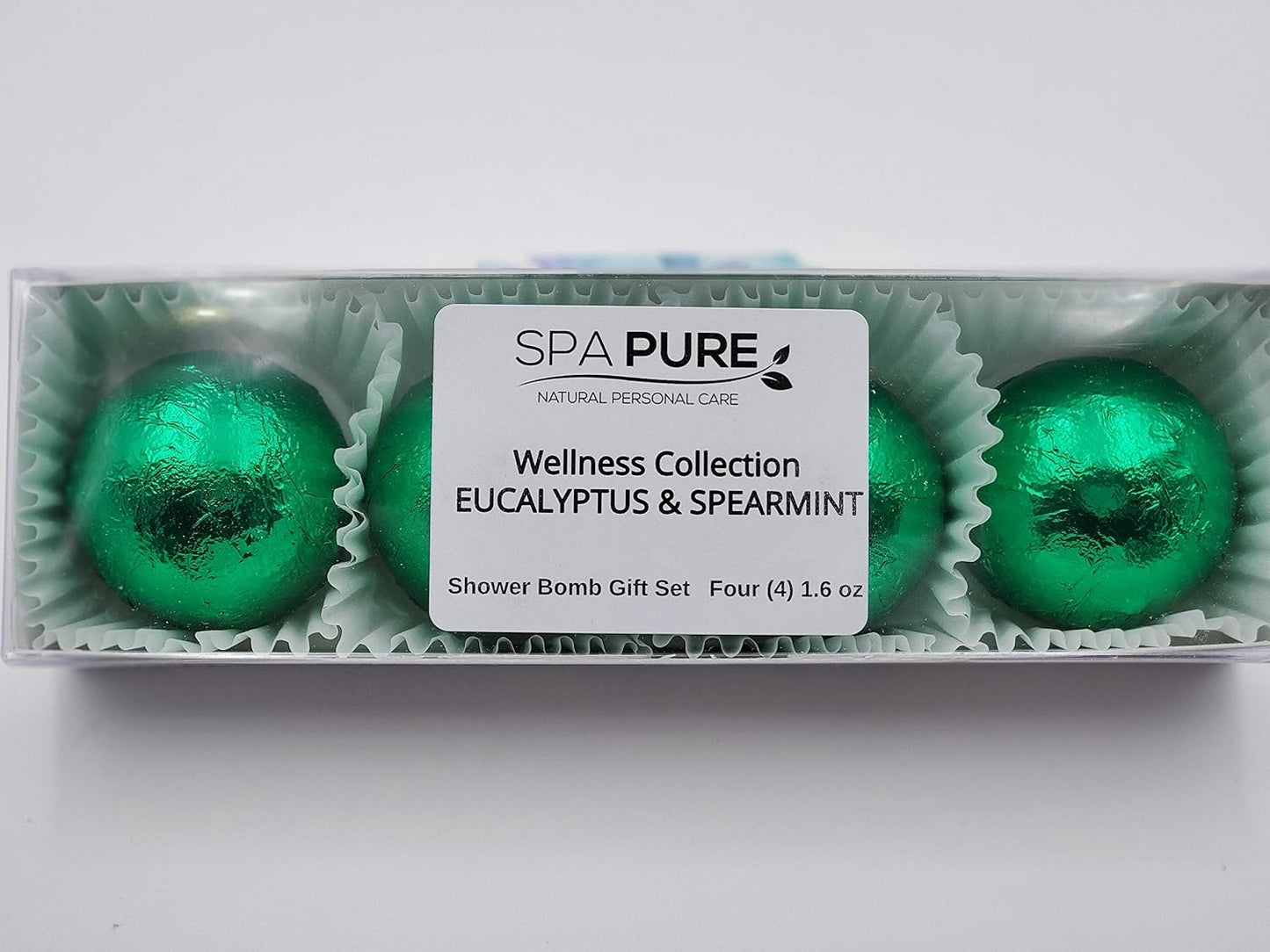 Spa Pure Eucalyptus Spearmint Aromatherapy Shower Steamers Bombs - Shower Bombs with Essential Oils – Unisex Bath Melts - Self Care and Relaxation Shower Steamer - Enjoy Spa at Home - (4 Count)