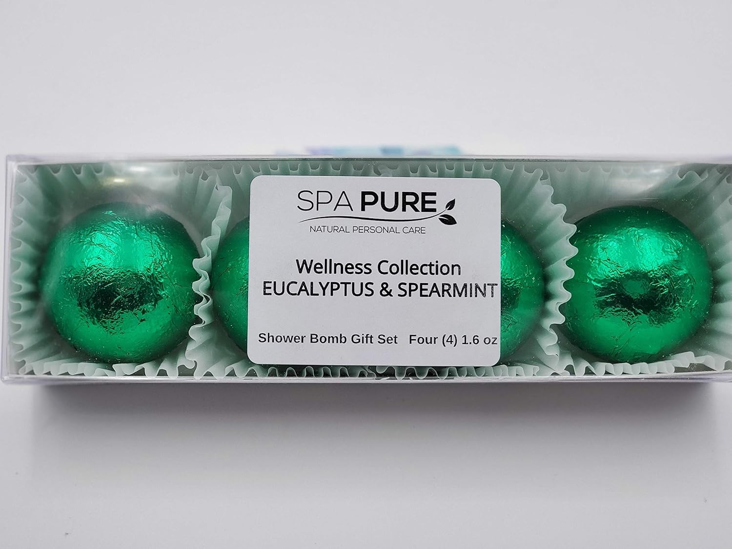 Spa Pure Eucalyptus Spearmint Aromatherapy Shower Steamers Bombs - Shower Bombs with Essential Oils – Unisex Bath Melts - Self Care and Relaxation Shower Steamer - Enjoy Spa at Home - (4 Count)