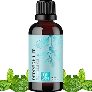 Peppermint Essential Oil for Diffuser Aromatherapy - 100% Pure Peppermint Oil for Hair Skin and Nails Plus Undiluted Refreshing Aromatherapy Essential Oil for Diffusers Baths and Topical Uses 1oz
