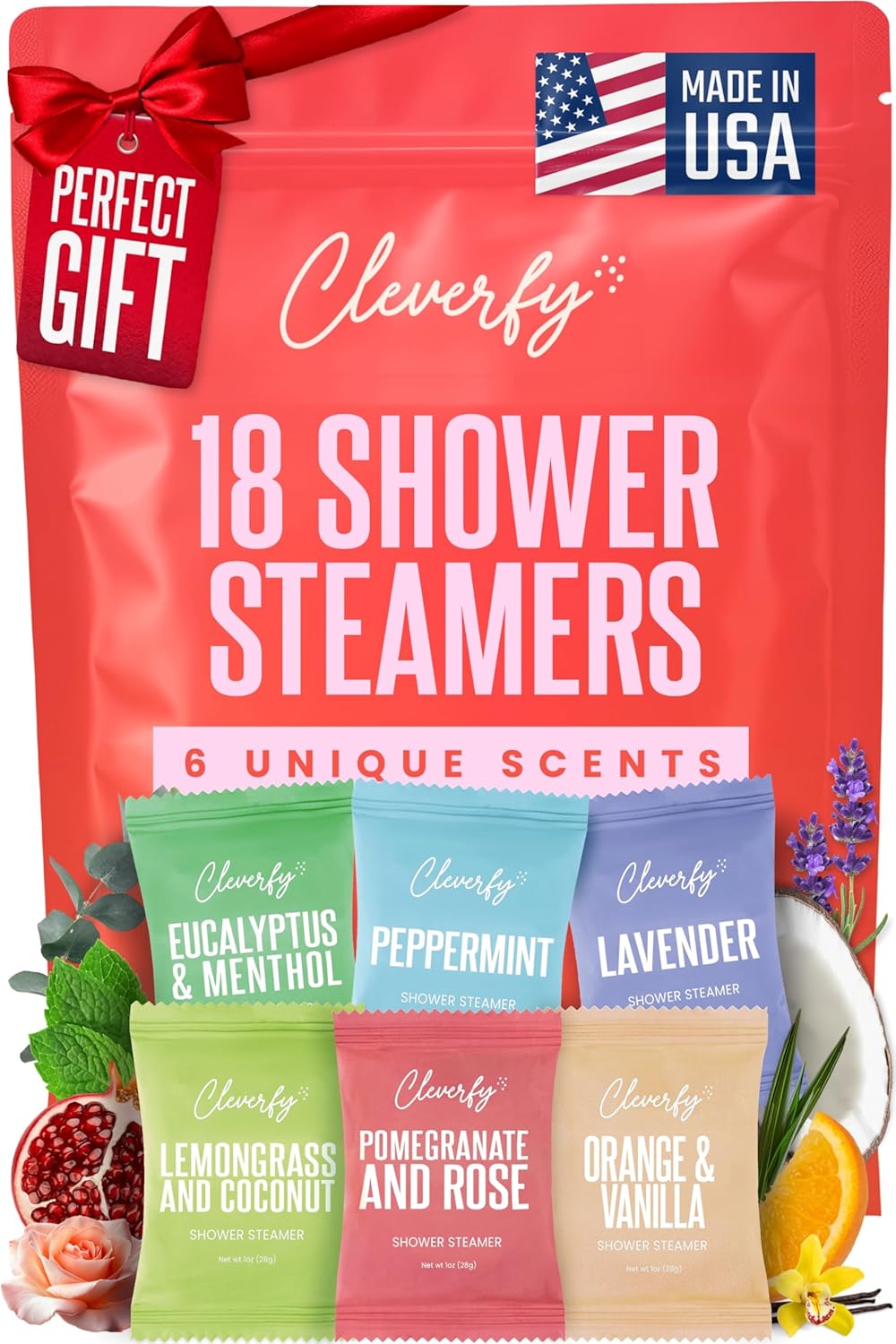 Cleverfy Shower Steamers Aromatherapy - Birthday Gifts for Women, Mom, Wife, Grandma, Her, Best Friend, Daughter, Sister, Teens & Girlfriend - 18 Tablets