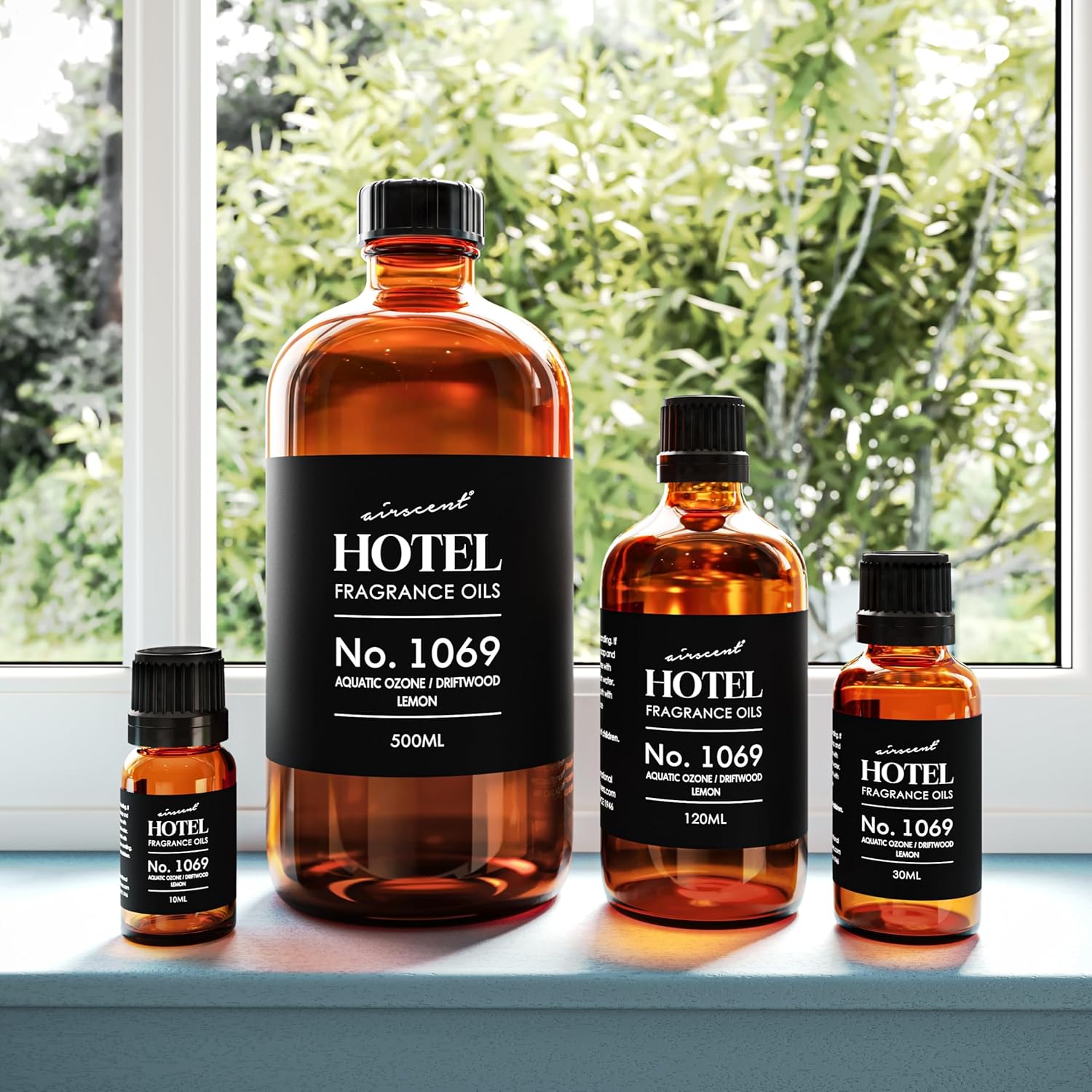 AirScent Hotel Diffuser Oil No. 1069 - Aquatic Ozone, Driftwood, Lemon - Premium Fragrance Oil for Ultrasonic and Waterless Diffusers and Crafting - 10 mL, 0.34 fl oz Glass Dropper Bottle