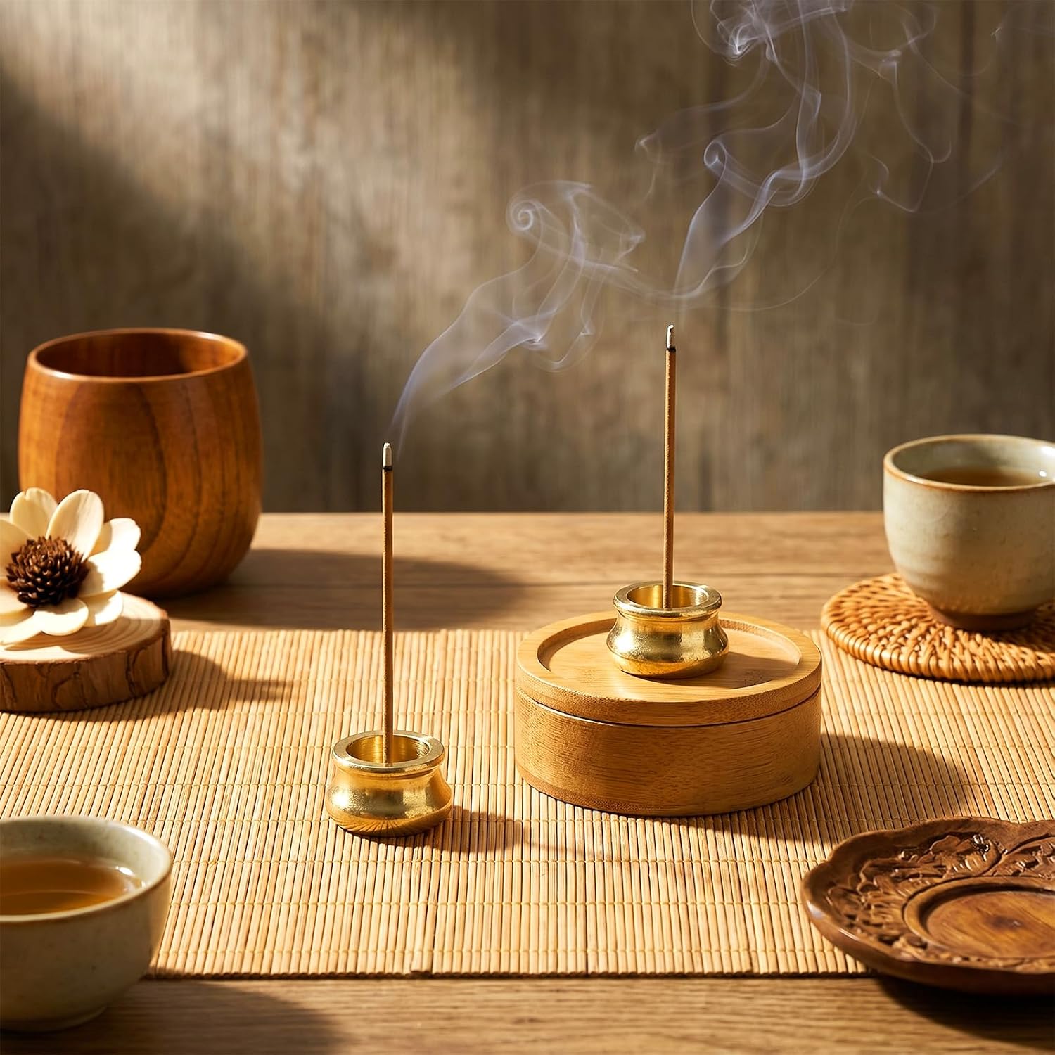 4Pcs Mini Copper Incense Cone Holder, Gold Burner with Stick Plate | 4Pcs mini copper incense cone holder set,gold,dual-purpose.Stable,non-tip,solid base.For cones,sticks,tower,coils,joss