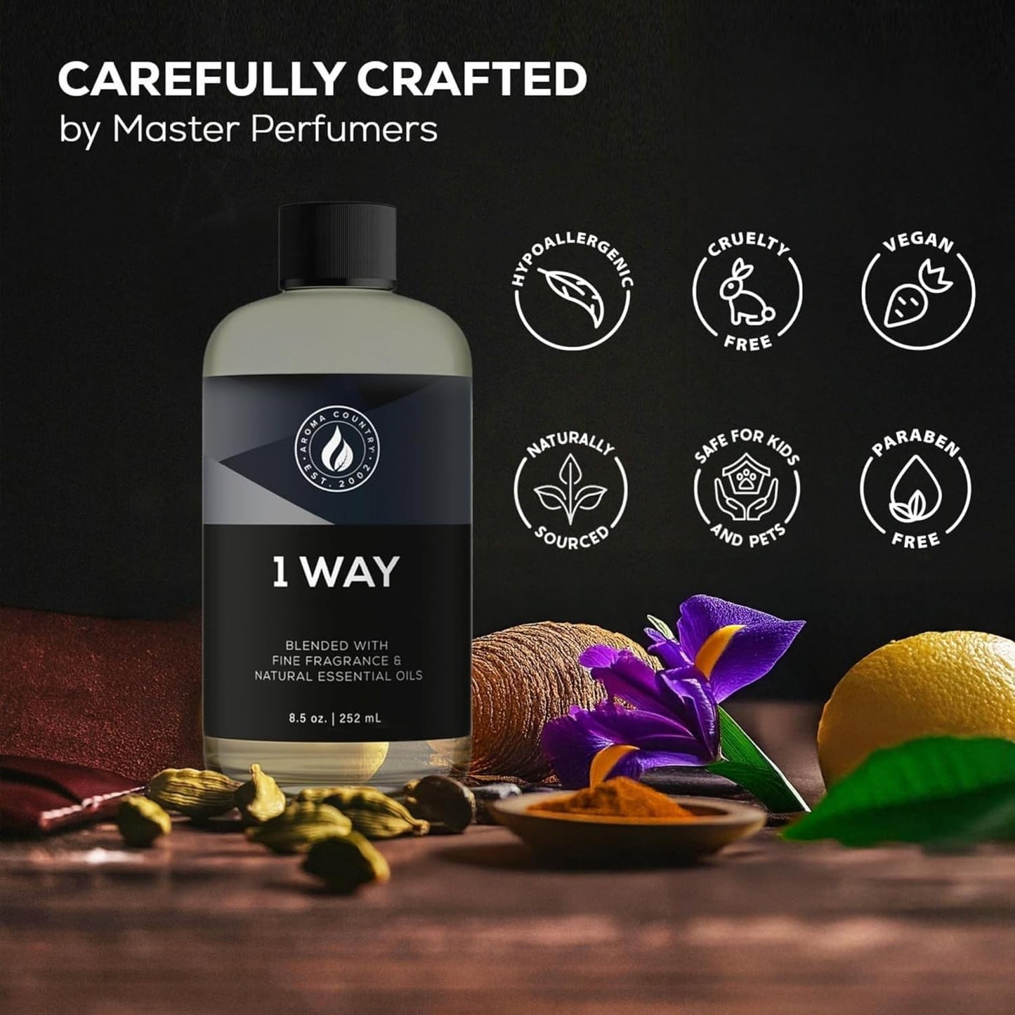 Aroma Country 1 Way Diffuser Oil - Luxury Hotel Santal Fragrance Oil for Diffuser Refill, Sandalwood Home Aroma Diffusers & Room Spray - My Way Premium Aromatherapy Oils & Home Scent (4 Fl Oz)