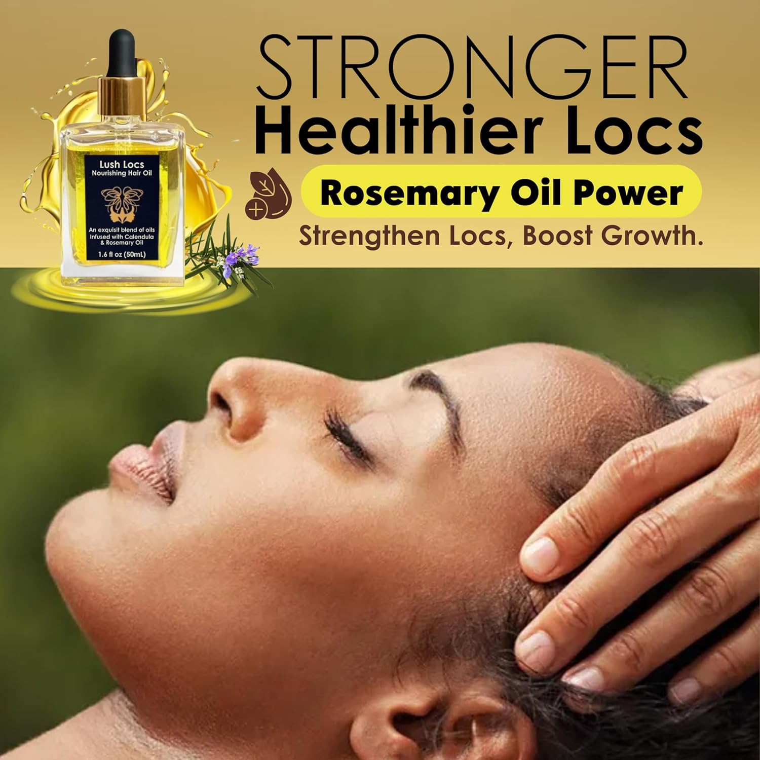 NVLX LABS Rosemary Hair Oil (1.6 Oz) | Peppermint, Tea Tree & Lemongrass Blend | Lightweight Hair & Scalp Oil for Locs, Dreads, Sisterlocs | Vegan, Organic Hair Care Gift for Women & Men