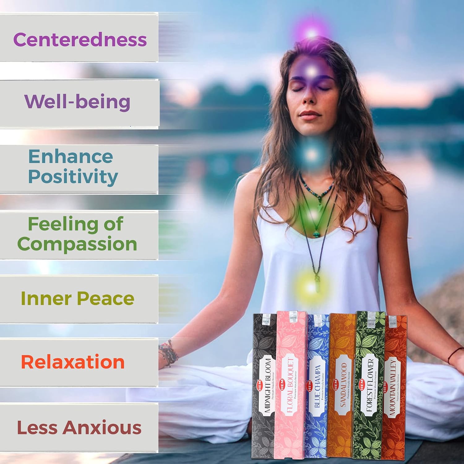 Hem Assorted Incense Sticks Variety 6 Packs x 15 GMS - Aromatherapy Insence for Air Purifier,Insents Stick Gift Set, Perfect for Meditation and Relaxation (Nature Series)