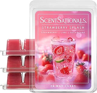 Scentsationals Strawberry Splash Scented Wax Melts - Strawberries, Lime, & Sugarcane, 10oz (24 Cubes)