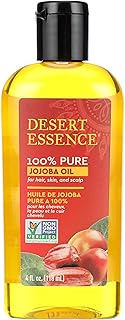 Desert Essence 100% Pure Jojoba Oil - 4 oz - Moisturizes Body Skin & Cleanses Clogged Pores -Nourishes Hair and Scalp - Hair Care & Skincare Essential Oil - Suitable for Sensitive Skin