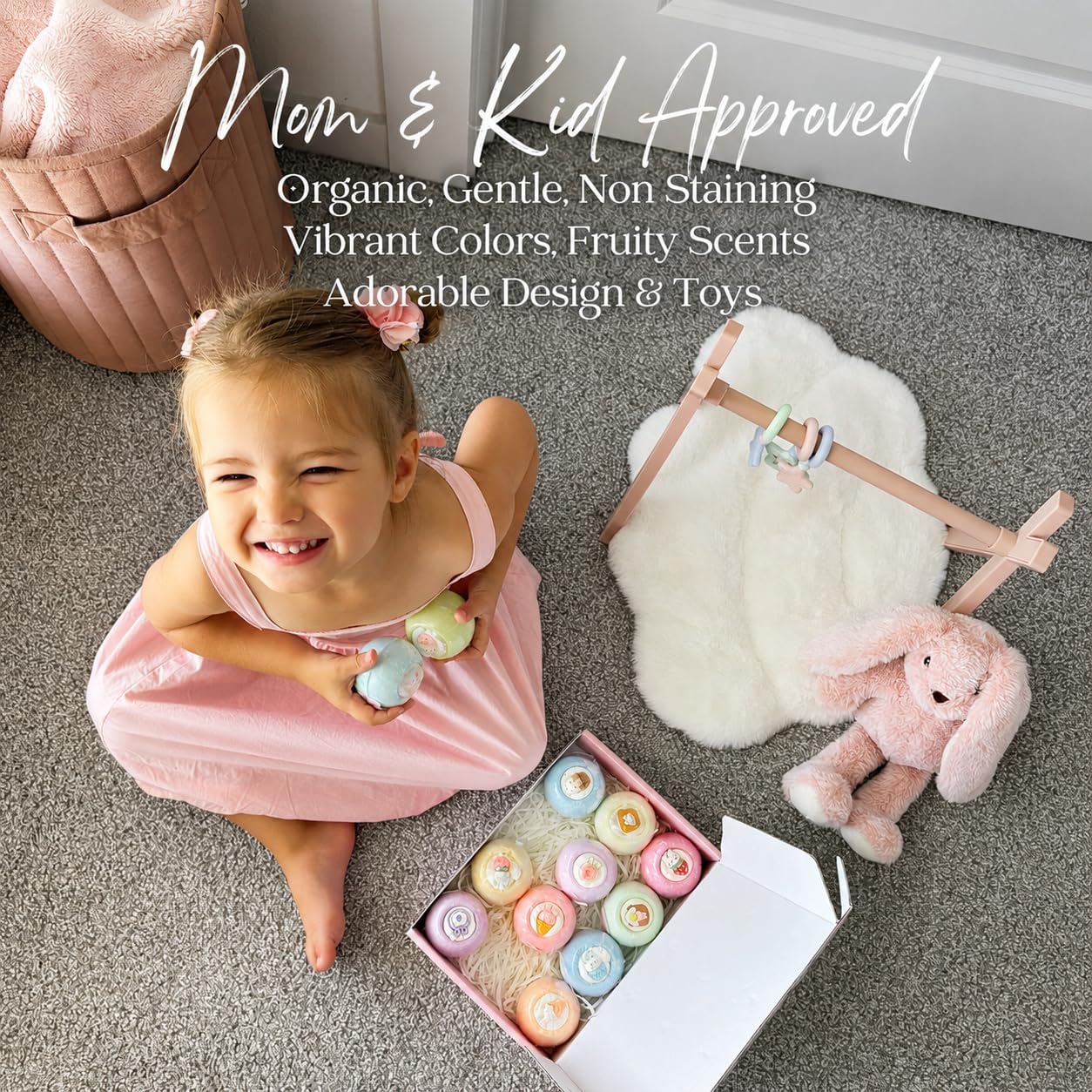 EvolutionUSA 12 Bloom Bath Bombs with Toys - Adorable Girl Bath Bomb Set, Bubbly Kids Bathbombs, Fizzy Bath Ball, Kids Bath Bombs for Girls, Childrens Bath Bomb Set Easter, Birthday, Christmas Gift