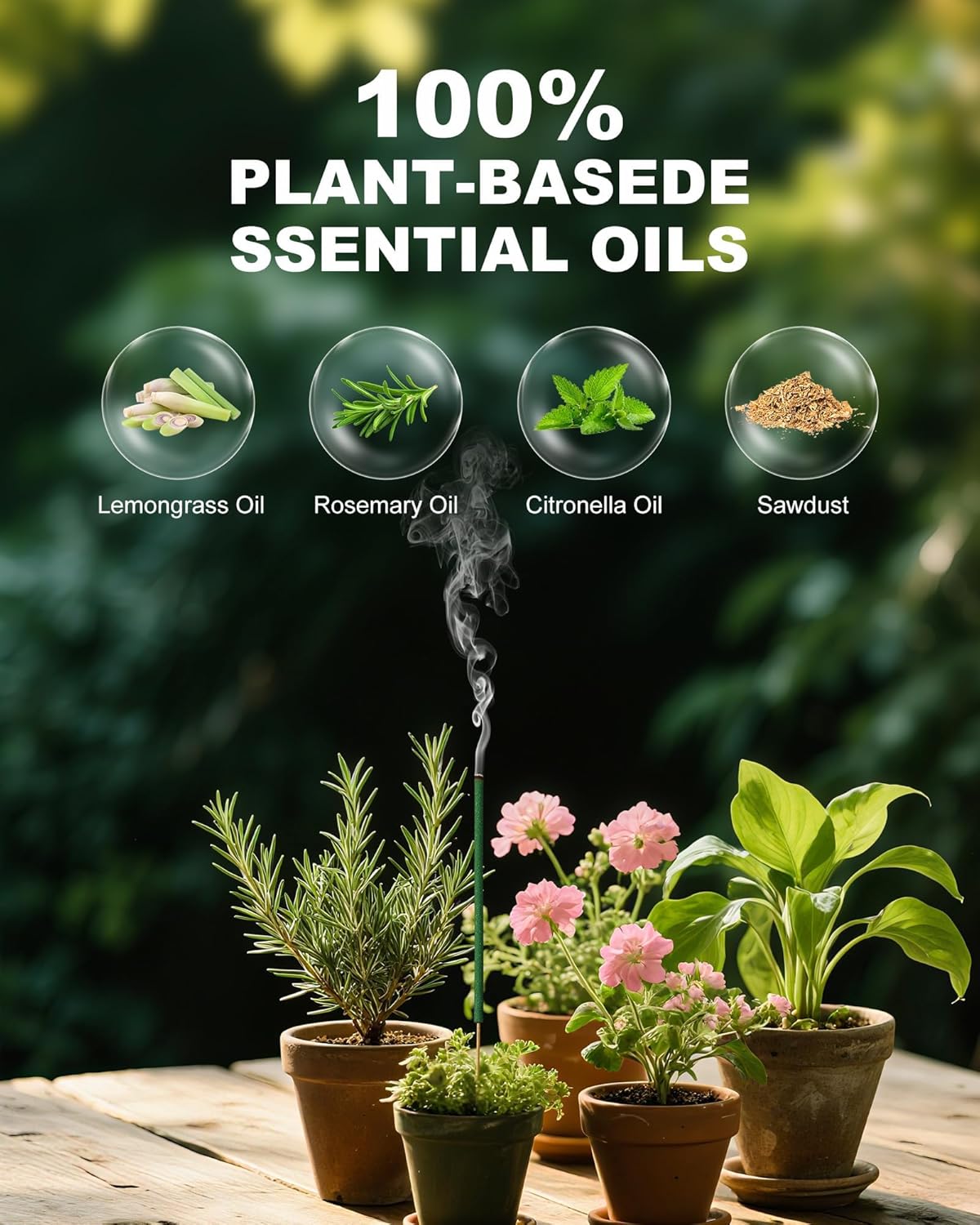 Mosquito Repellent Incense Sticks 40 Pieces per Box - Citronella Incense Sticks or Outdoor Patio/Citronella Oil/Lemongrass and Rosemary Oil/Made with Natural Based Essential