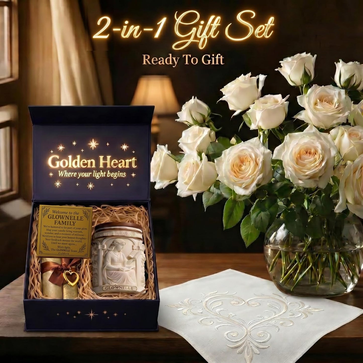 Birthday Gifts for Women – 100% Soy Candles Non Toxic, Coconut & Sandalwood, Sandalwood Candle, Wood Wick, Natural Soy Wax, Elegant Non-Toxic Gift Set for Women, Spring Gifts, Elegant Candles