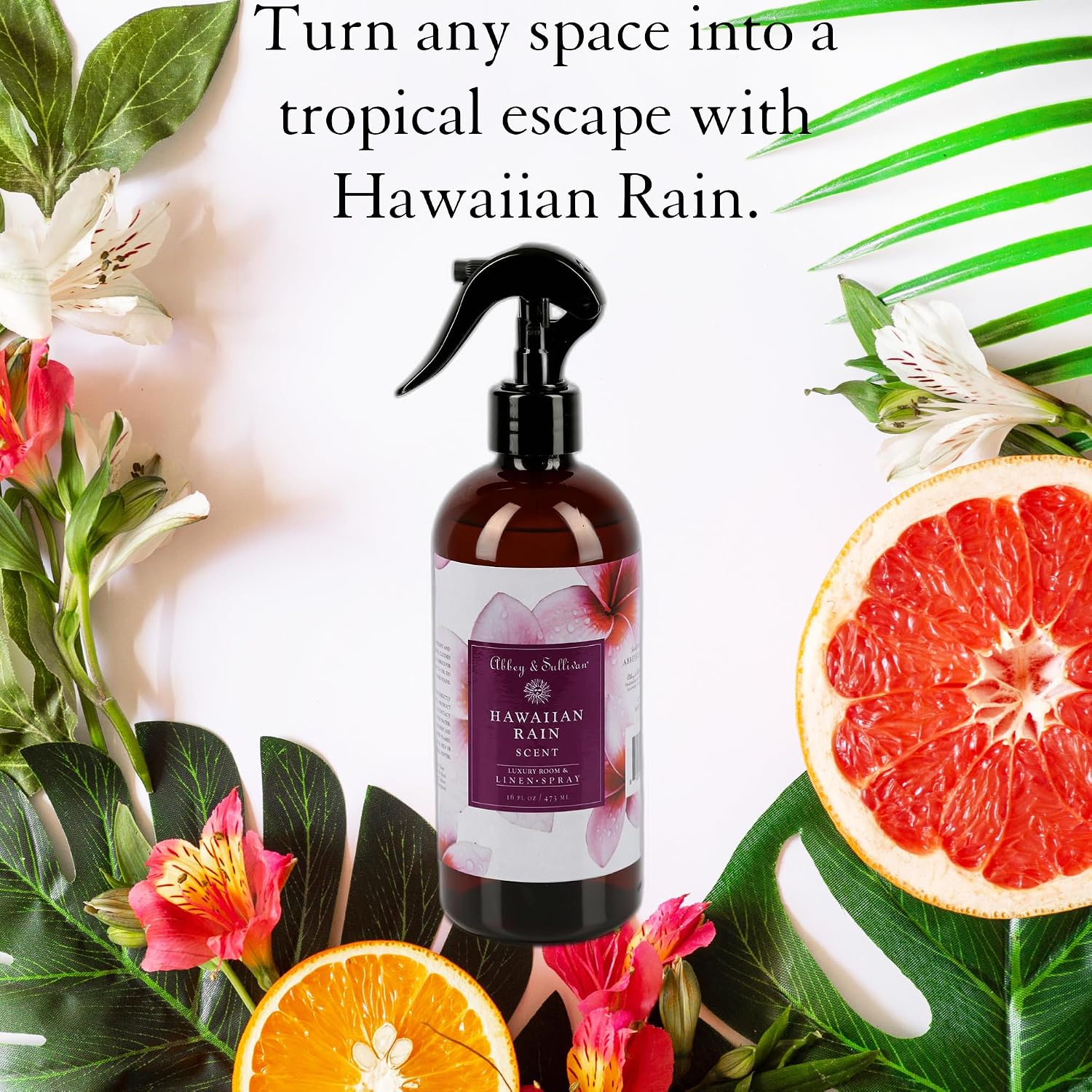 Abbey & Sullivan Linen Spray, Hawaiian Rain, Fabric Freshener and Fragrance Room Spray, Pack of 2, 16 oz
