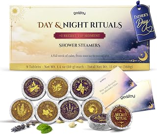 GOSSBY Shower Steamers Aromatherapy (9pcs) – Fathers Day Gift for Dad, Birthday Gifts for Women and Men, Self Care Relaxation Stress Relief Natural Essential Oils – Day & Night Rituals