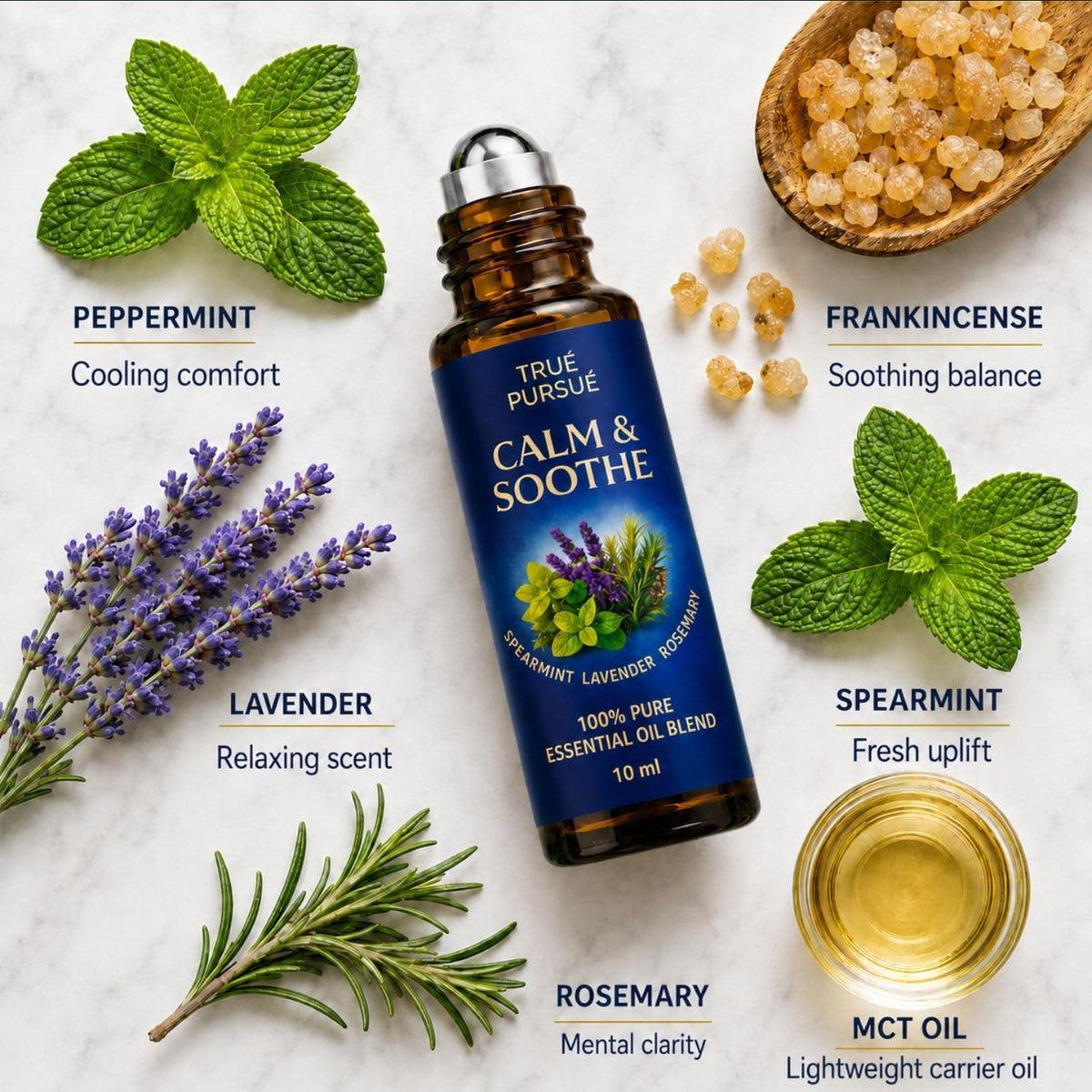 Calm & Stress Relief Frankincense & Lavender Essential Oil Roll On - 10ml