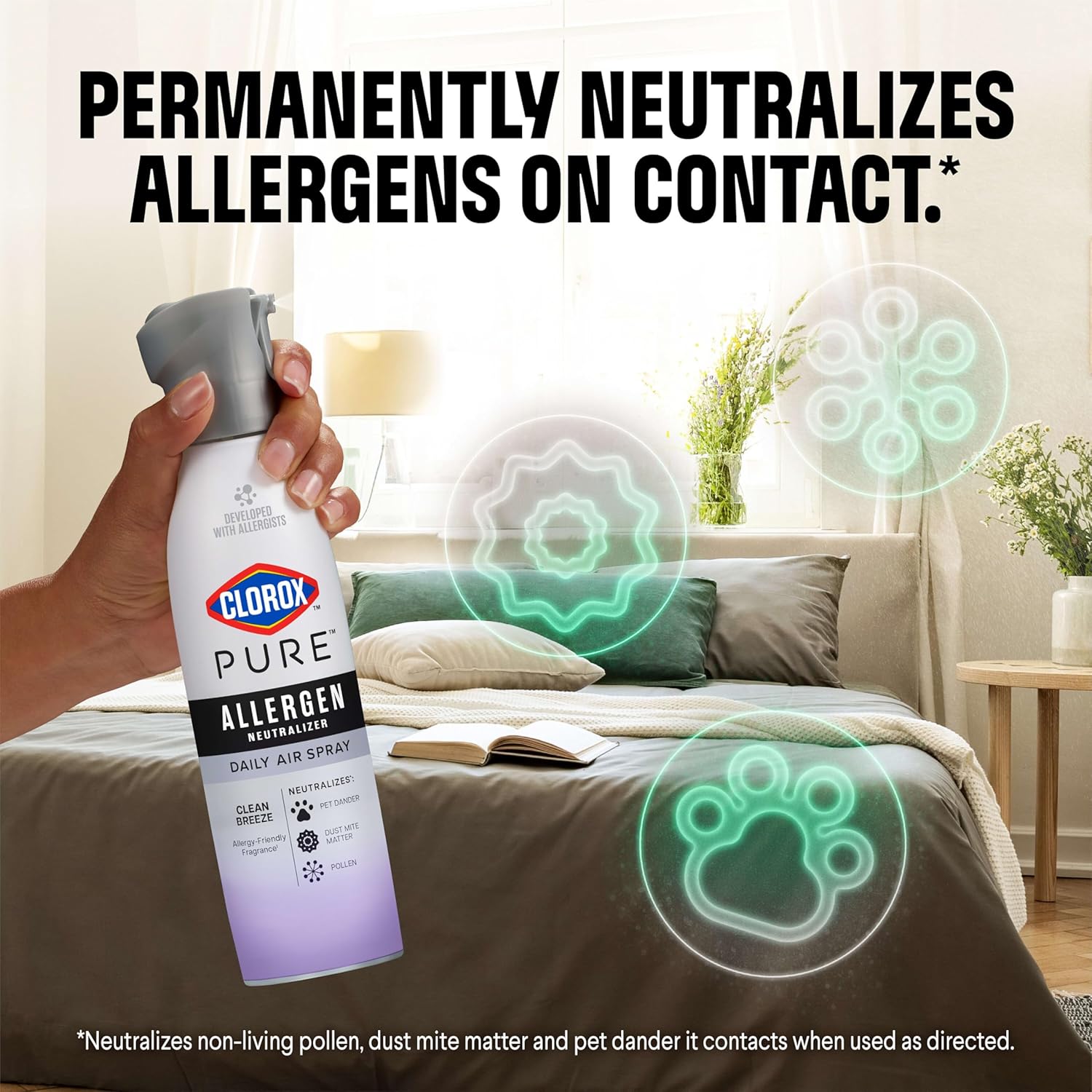Clorox PURE Allergen Neutralizer Daily Air Spray, Nighttime Calm, 8 Ounces