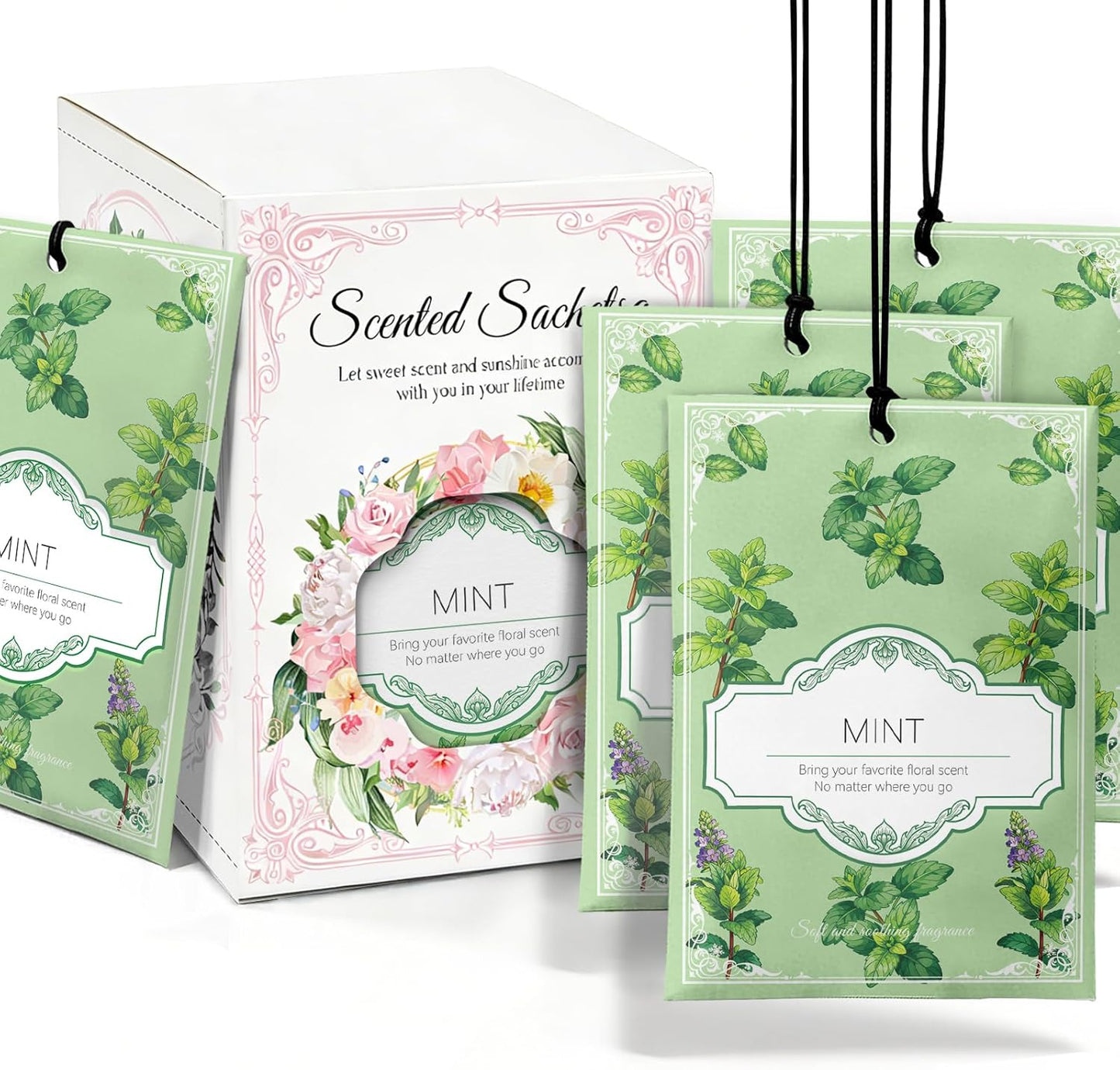 Mint Sachets for Drawers and Closets - 12 Pack Long Lasting Odor Eliminator Bags, Natural Fresh Scent for Wardrobe, Storage, Car & Home, Air Freshener Sachets