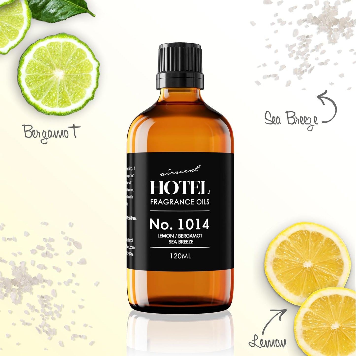 AirScent Hotel Diffuser Oil No. 1014 - The Iconic 5-Star Hotel Coastal Blend - Lemon Bergamot Sea Breeze - 500 mL Fragrance Oil for Ultrasonic and Waterless Diffusers and Crafting
