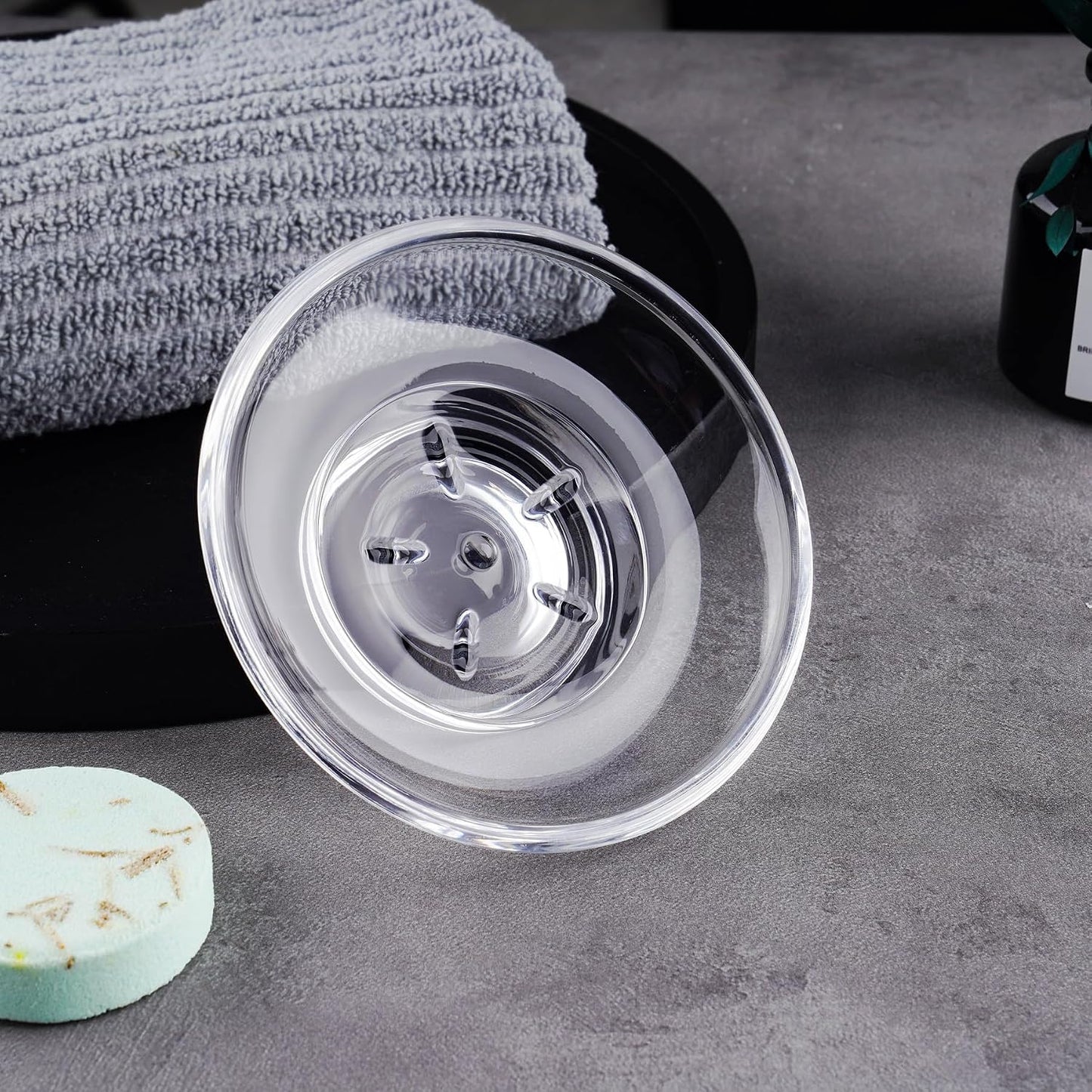 NiHome Glass Shower Steamers Holder, Transparent Aromatherapy Tray Keeps Steamer in Place, Prevents Drain Clogs & Slipping, Safe & Clean Shower Accessory, Compact & Functional Minimalist Design
