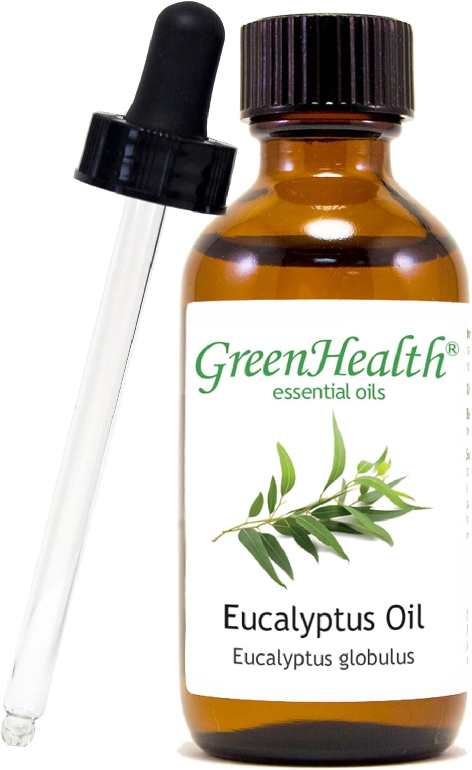GreenHealth Eucalyptus Essential Oil – 2 fl oz (59 ml) Amber Glass Bottle w/Glass Dropper – 100% Pure Essential Oil