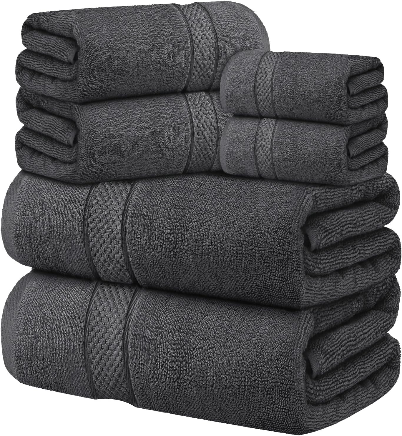 Oakias Premium Towel Set 600 GSM 6 Piece Grey - 100% Ring Spun Cotton Highly Absorbent Towels Set - Super Soft Bathroom Towel Set - Hotel Quality Double Stitched Hem - Ideal for Hotels, Spa, Gyms