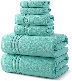 REDKISS Teal Towels Set 6 Piece Cotton Towel Sets with 2 Bath Towels, 2 Hand, 2 Washcloths, 650GSM Hotel Quality, Soft, Highly Absorbent Towels for Bathroom Gym, Ideal Everyday Use