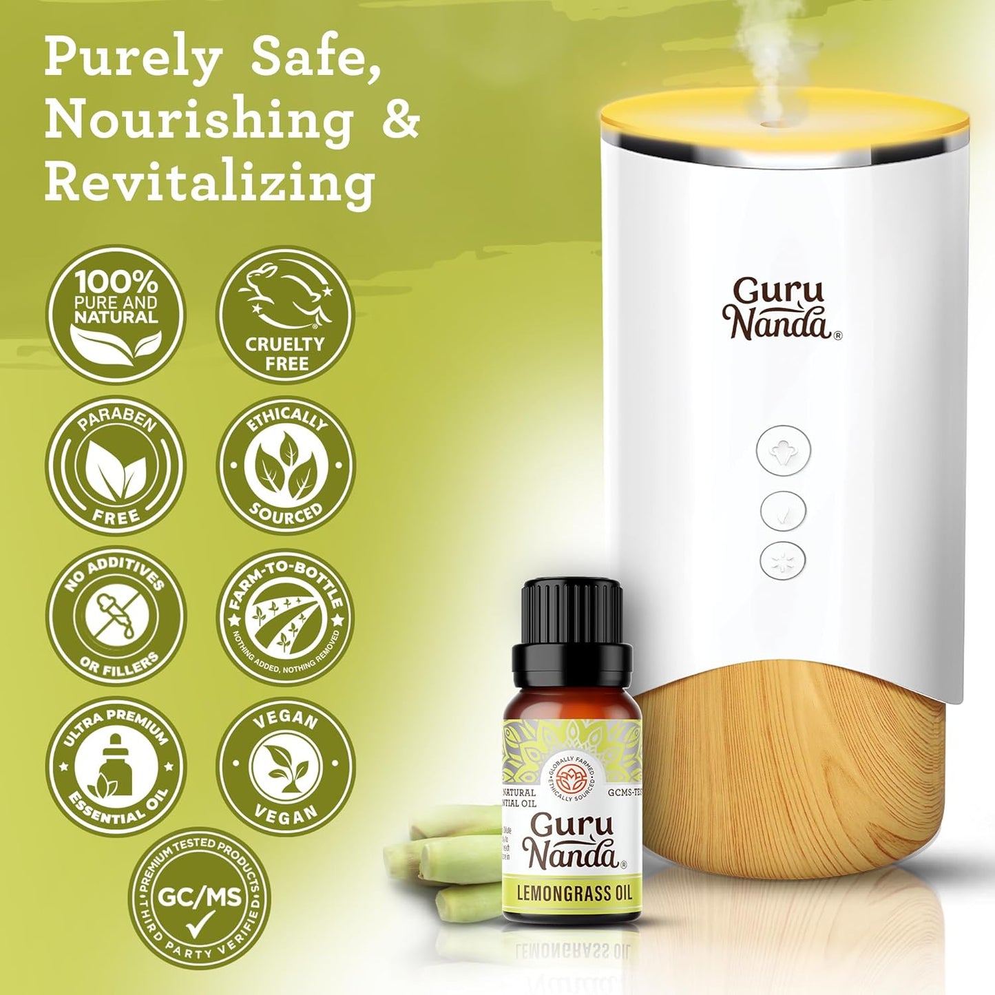 GuruNanda Lemongrass Essential Oil (0.5 Fl oz), 100% Pure, Undiluted Aromatherapy Oil for Diffusers