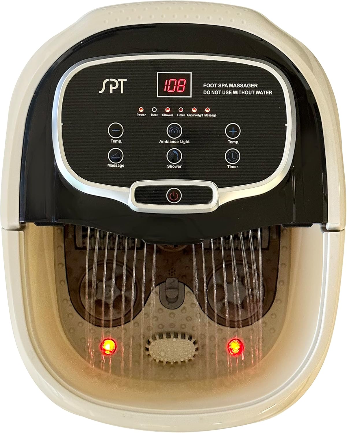 SPA-3549 – SPT Foot Spa Bath Massager w/Motorized Rollers, Tan and Black