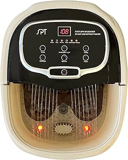 SPA-3549 – SPT Foot Spa Bath Massager w/Motorized Rollers, Tan and Black