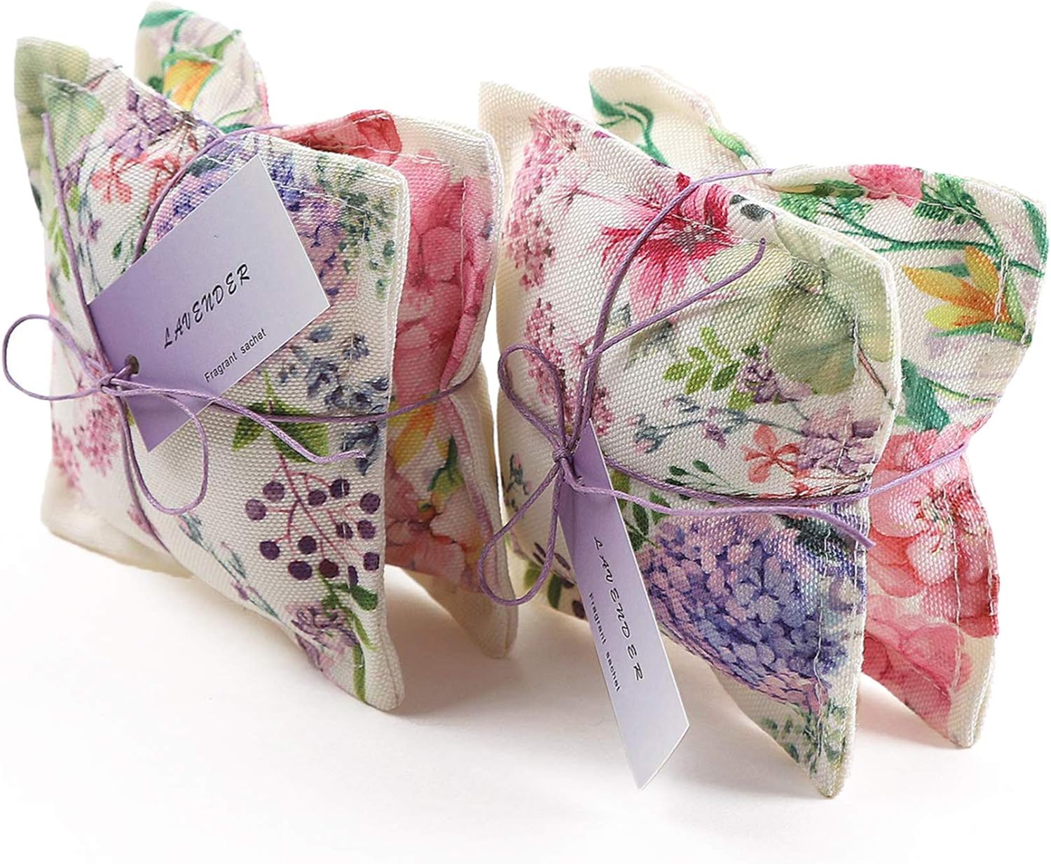 AUCUDA 4 Pack Lavender Scented Sachet Bags Pillow for Drawers and Closets, Potpourri Packets for Women Clothes, Handcraft Wedding Fragrance Mesh Pillow Summer, Bedroom Indoor Organza Fresheners Dried.