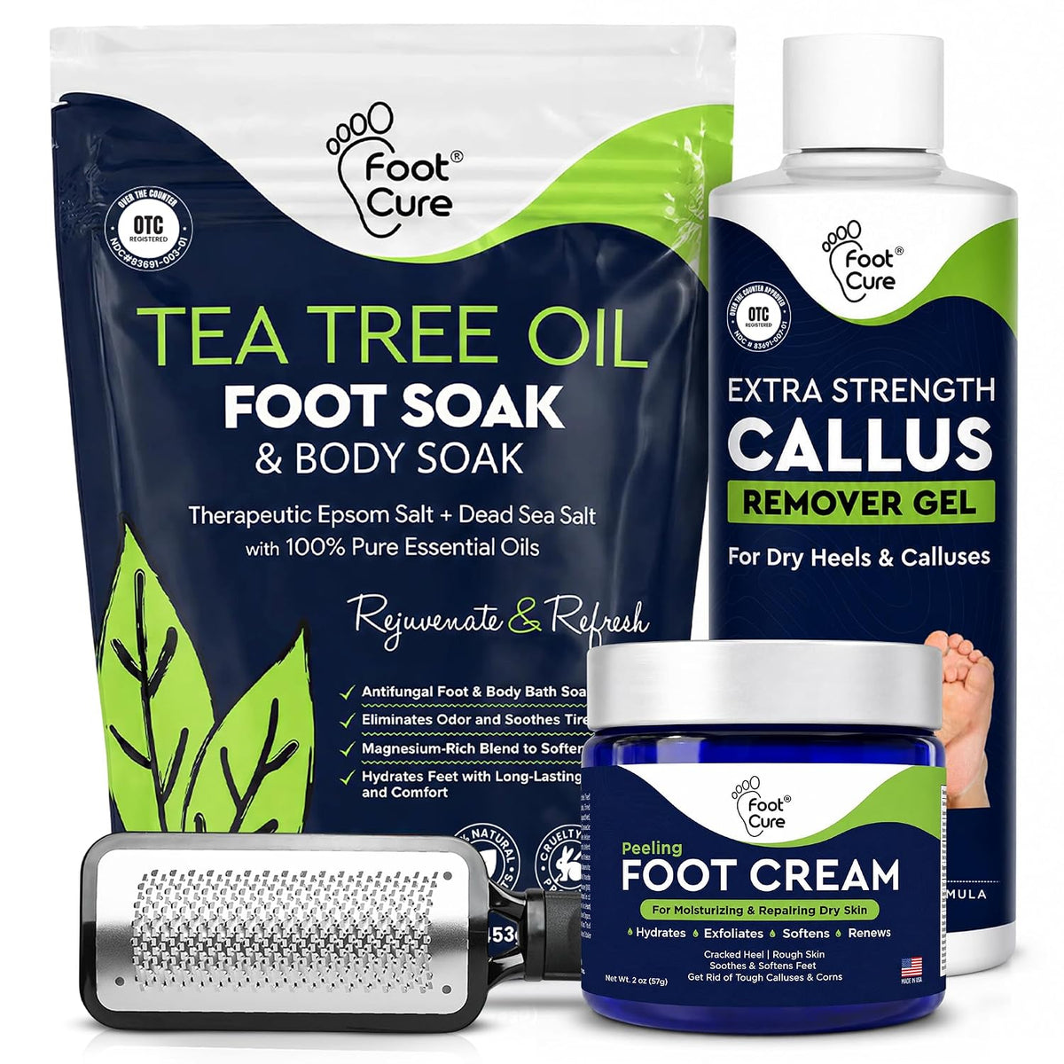 Tea Tree Callus Remover Gel &amp; Foot Soak, Foot Cream for Dry Cracked Feet