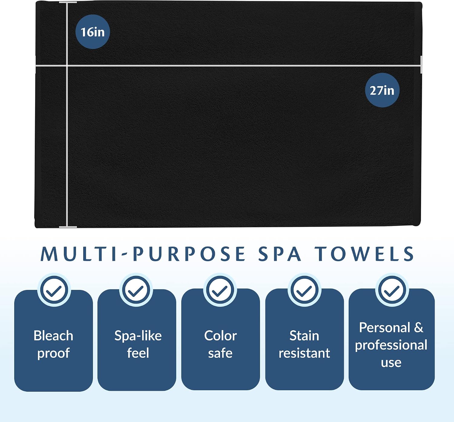 Black Bleach Proof Towels Set, 24 Pack 100% Cotton 16" X 27" Color Safe, Stain Resistant, Quick Drying Towels for Beauty, Hair and Nail Salon, Gym, Spa and Home Hair Care