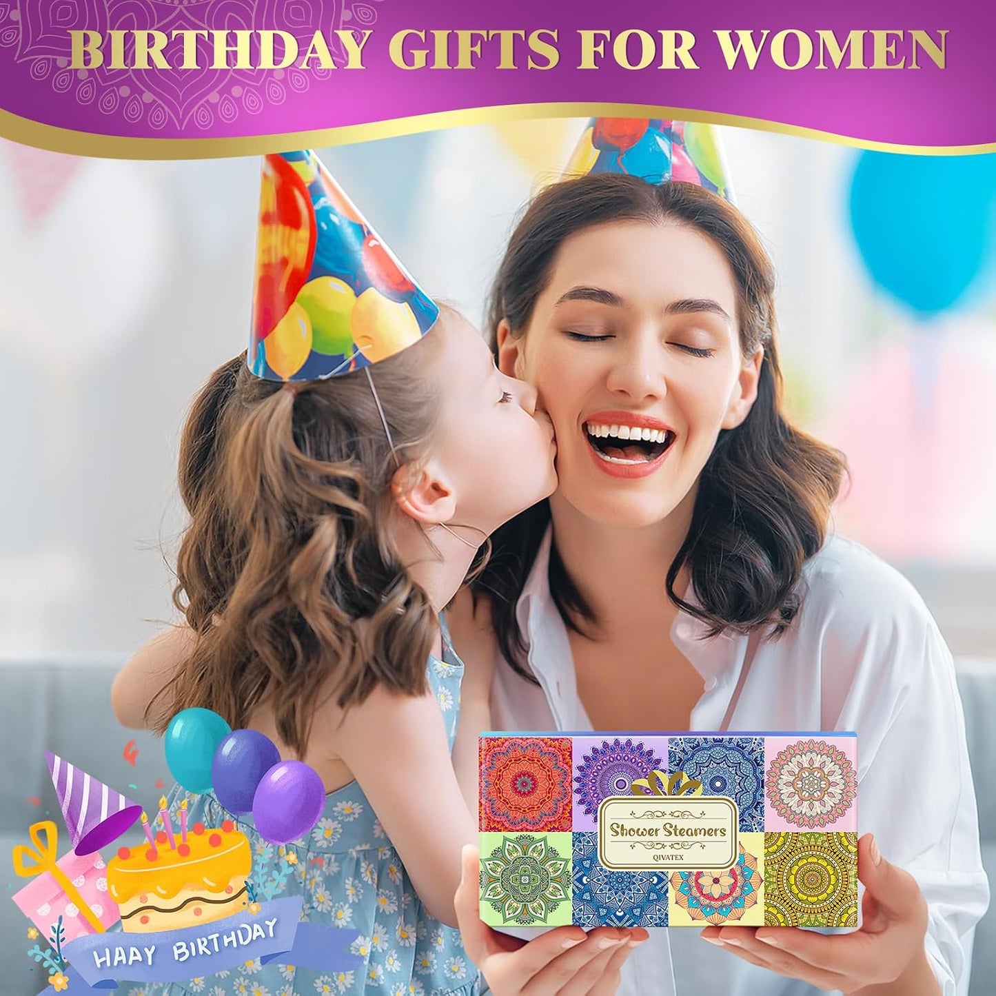 Qivatex Shower Steamers Aromatherapy, SPA Relaxation Shower Bombs for Women | Great Birthday Gifts for Women, Mom, Wife, Sister and Teen girls. Ideal Present for Christmas and Daily Relaxation