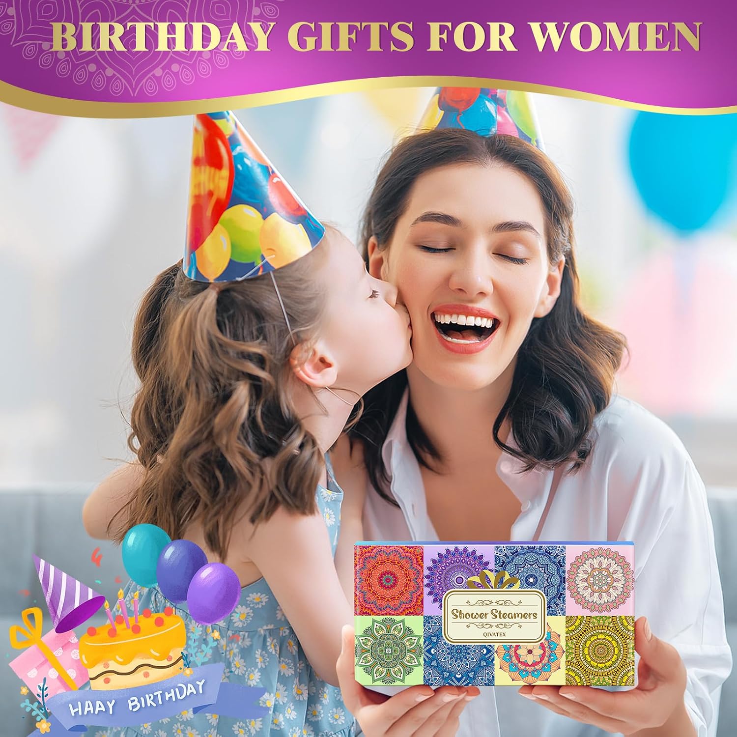 Qivatex Shower Steamers Aromatherapy, SPA Relaxation Shower Bombs for Women | Great Birthday Gifts for Women, Mom, Wife, Sister and Teen girls. Ideal Present for Christmas and Daily Relaxation