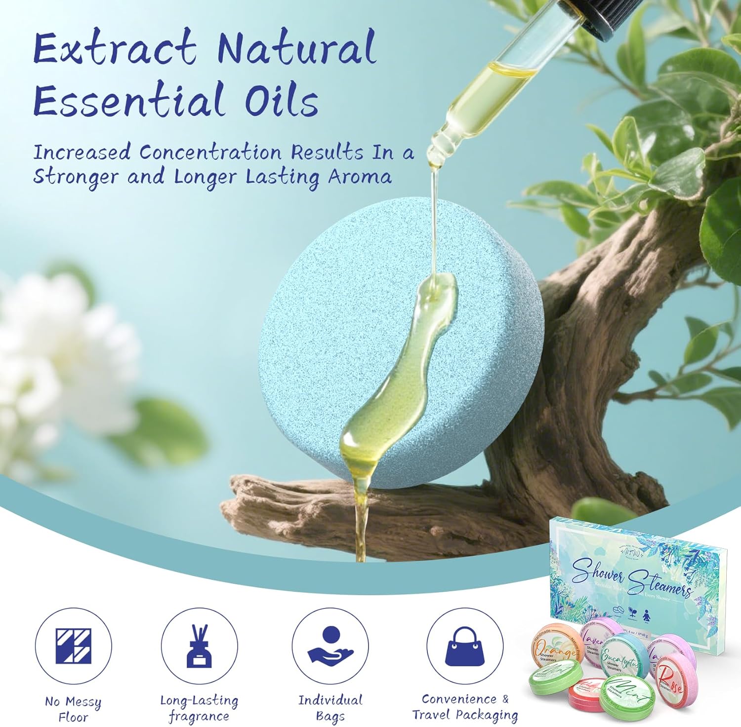Shower Steamers Aromatherapy 8 Pack - Gifts for Women, Shower Bombs with Essential Oils, Self Care and Stress Relief Stocking Stuffers, Relaxation Birthday Gifts for Women and Men