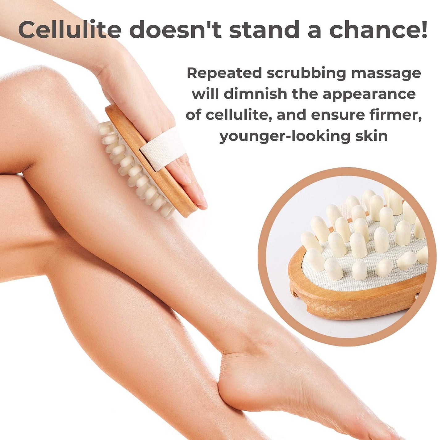 Dry Brushing Body Brush Set – Natural Bristle Spa Exfoliator Kit with Face Cleansing Brush, Long Dry Brushing Body Brush for Lymphatic Drainage & Massaging Cellulite Brush for Smooth, Radiant Skin