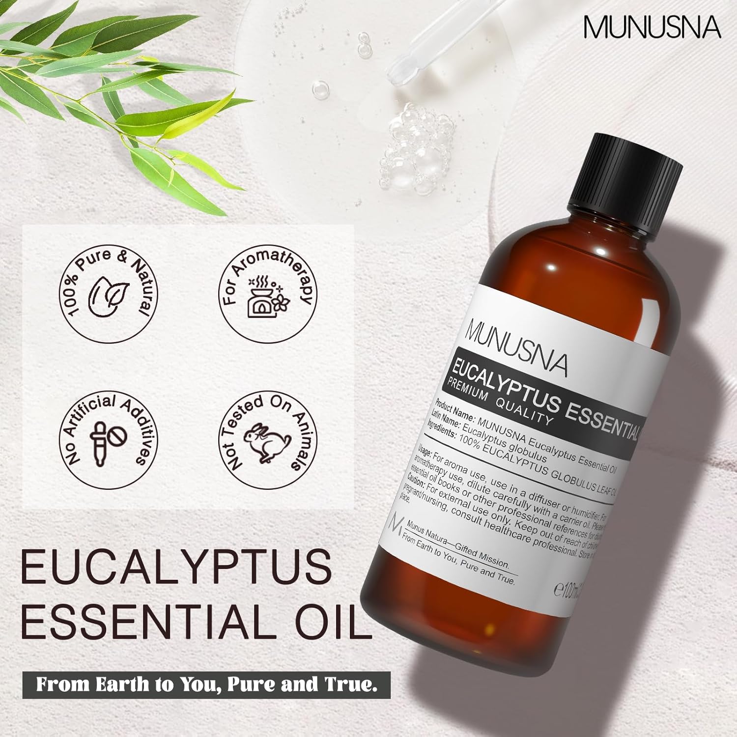 Eucalyptus Essential Oil, Premium Grade Pure Eucalyptus Oils 100ML, 100% Natural Aromatherapy Essential Oil for Shower, Skin, Diffuser, Massage, Candle, Soap, Bath Bombs Making