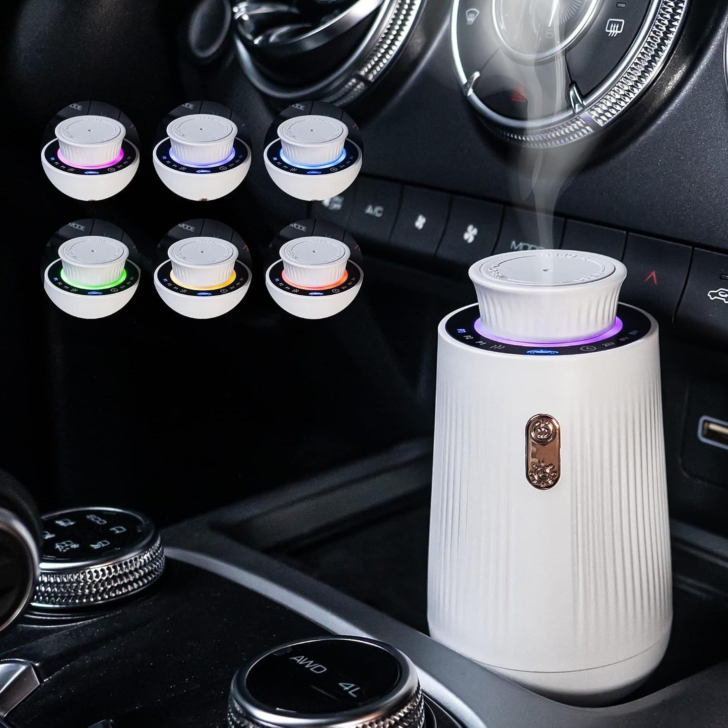 Car Air Freshener Spray Essential Oil Diffuser, Small Portable Rechargeable Aroma Diffuser, Mini Waterless Fragrance Diffuser for Car, Office Home Aromatherapy White