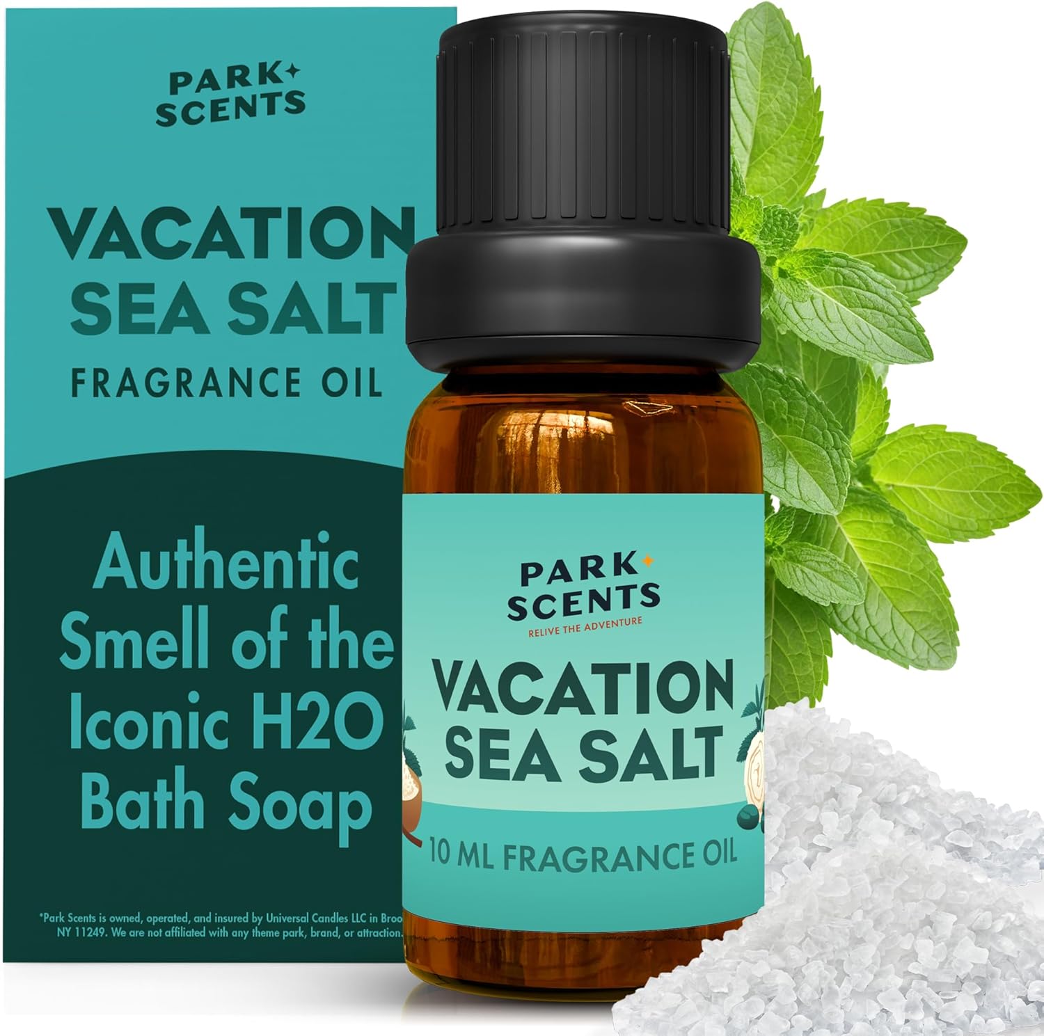 Park Scents Vacation Sea Salt – Peppermint Eucalyptus Musk Theme Park Luxury Hotel Fragrance Oil – Scented Essential Oils for Diffusers for Home, Aromatherapy, Gifts for Women, Sister, Hostess (10ml)
