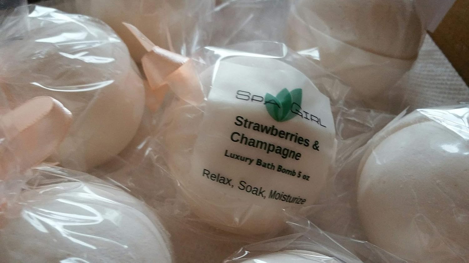 3 Strawberries and Champagne Luxury Bath Bomb Fizzies, Large, Handmade in the USA with Shea, Mango & Cocoa Butter, Ultra Moisturizing, 5 oz each, Great for Dry Skin, All Skin Types