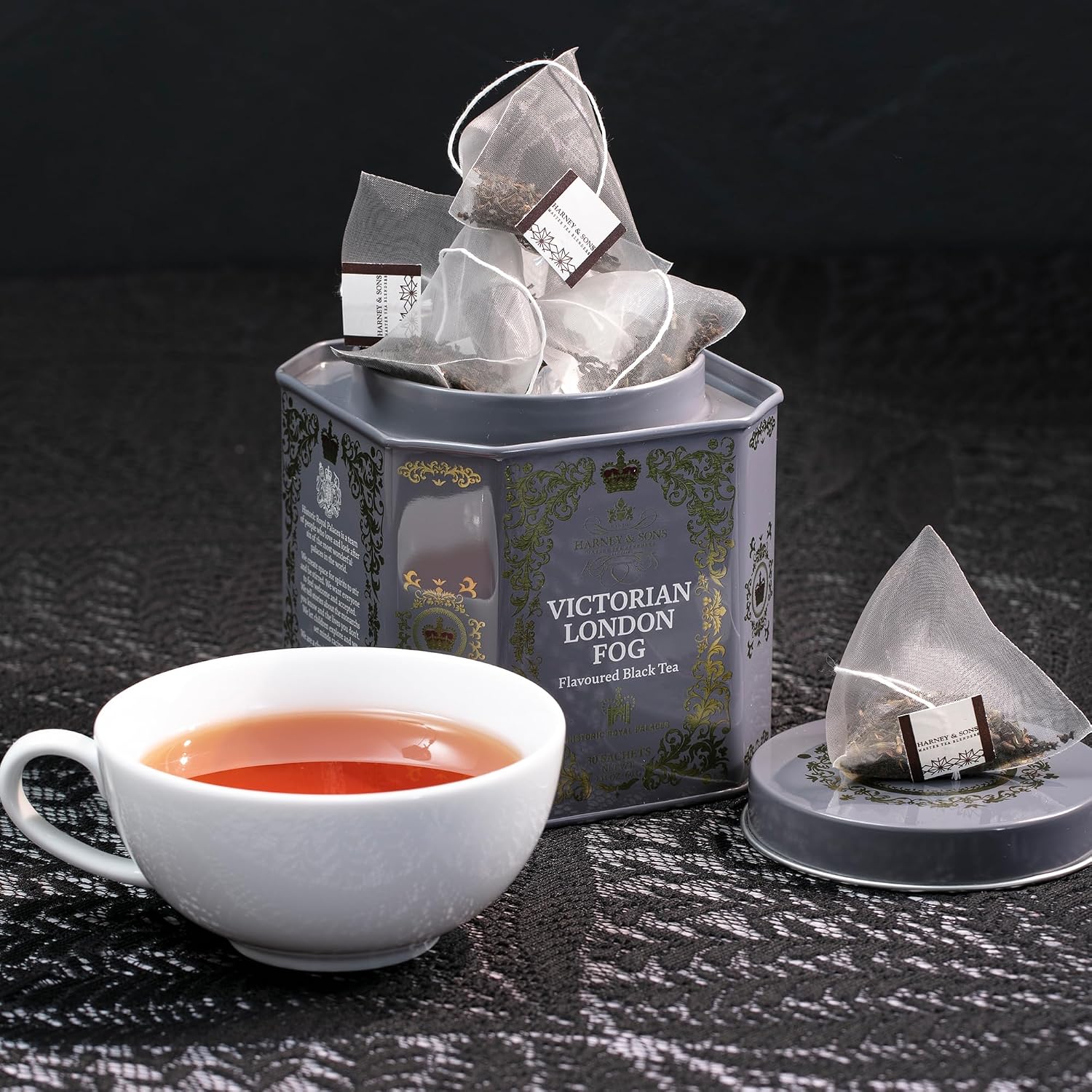 Harney & Sons Victorian London Fog Tea, Black & Oolong Tea with Vanilla, Citrus & Lavender, 30 Sachets