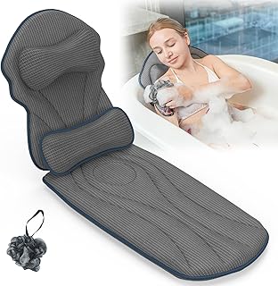 Full Body Bath Pillows for Tub Luxury Bathtub Pillow Cushion for Head,Shoulder,Back&Lumbar Support Thick Tub Pillow for Bathtub for Women Relaxing Soft 5D Air Mesh Mat 12 Non-Slip Power Suction Cups
