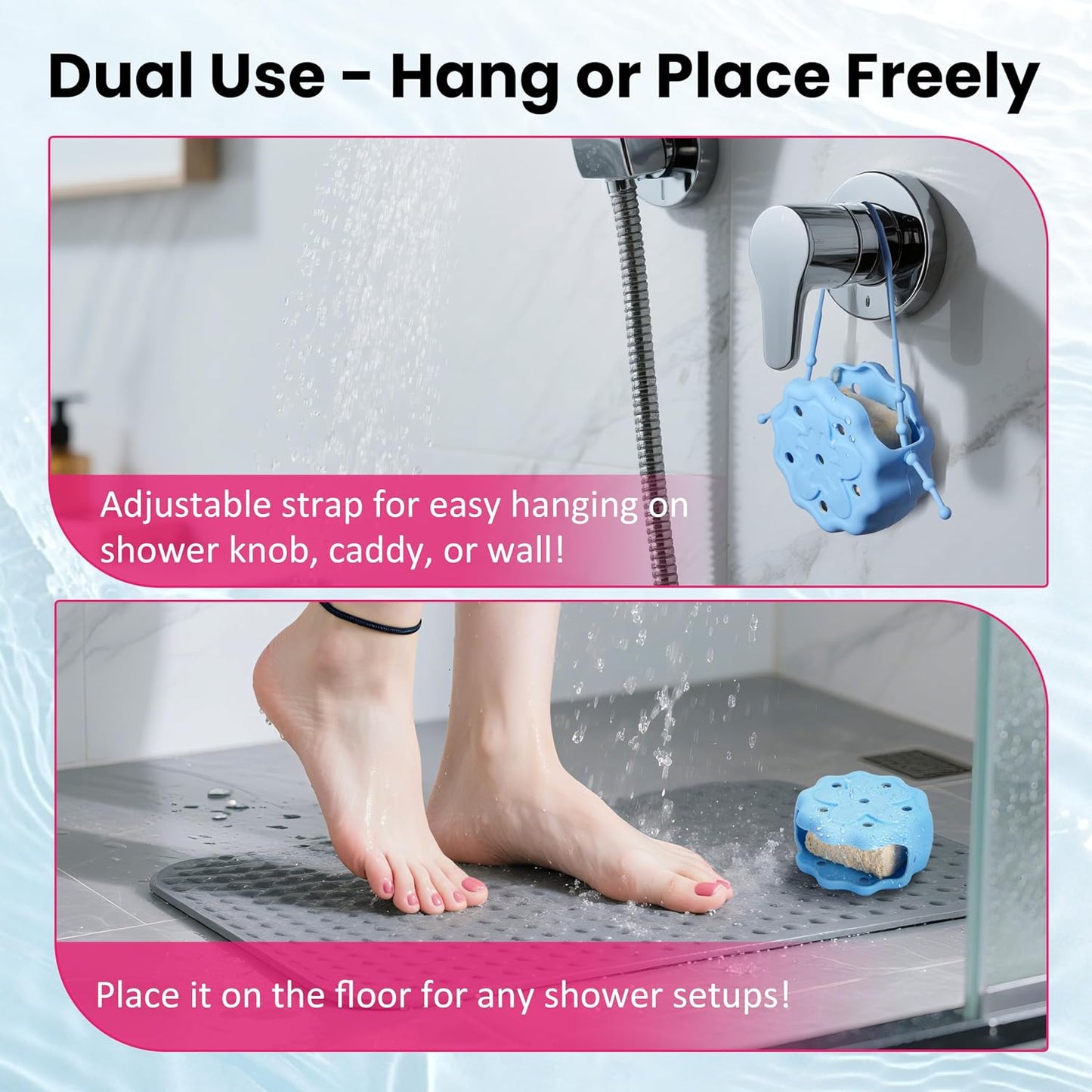 2 Packs Silicone Shower Steamer Tray/Holder, Shower Soap Dish Holder, Durable Steamer Hanger, Aromatherapy Diffuser Containers, Bathroom Accessories for Yoga Decor, Yellow and Blue