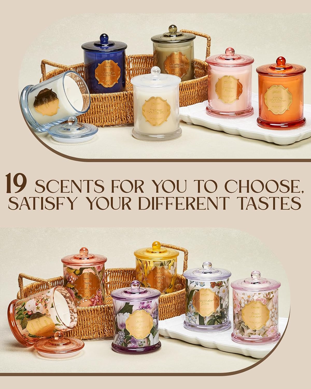 M&SENSE Lavender Candles 12.7oz Relaxing Stress Relief 2 Wick | Natural Soy Wax, Relaxing Aromatherapy Scent, Non-Toxic, Sleep Meditaion, 75 Hours Long Burning