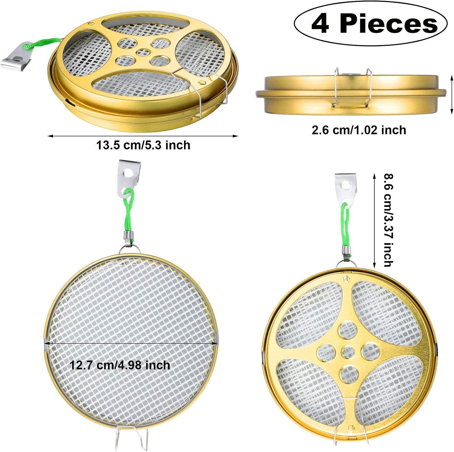 Sandalwood Coil Holder Portable Sandalwood Incense Burner Metal Incense Repellent Holder for Outdoor Use Deck Patio Camping Supplies (4 Pieces)