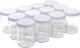 North Mountain Supply 16 Ounce Glass Wide Mouth Straight-Sided Canning Jars - with White Metal Lids - Case of 12
