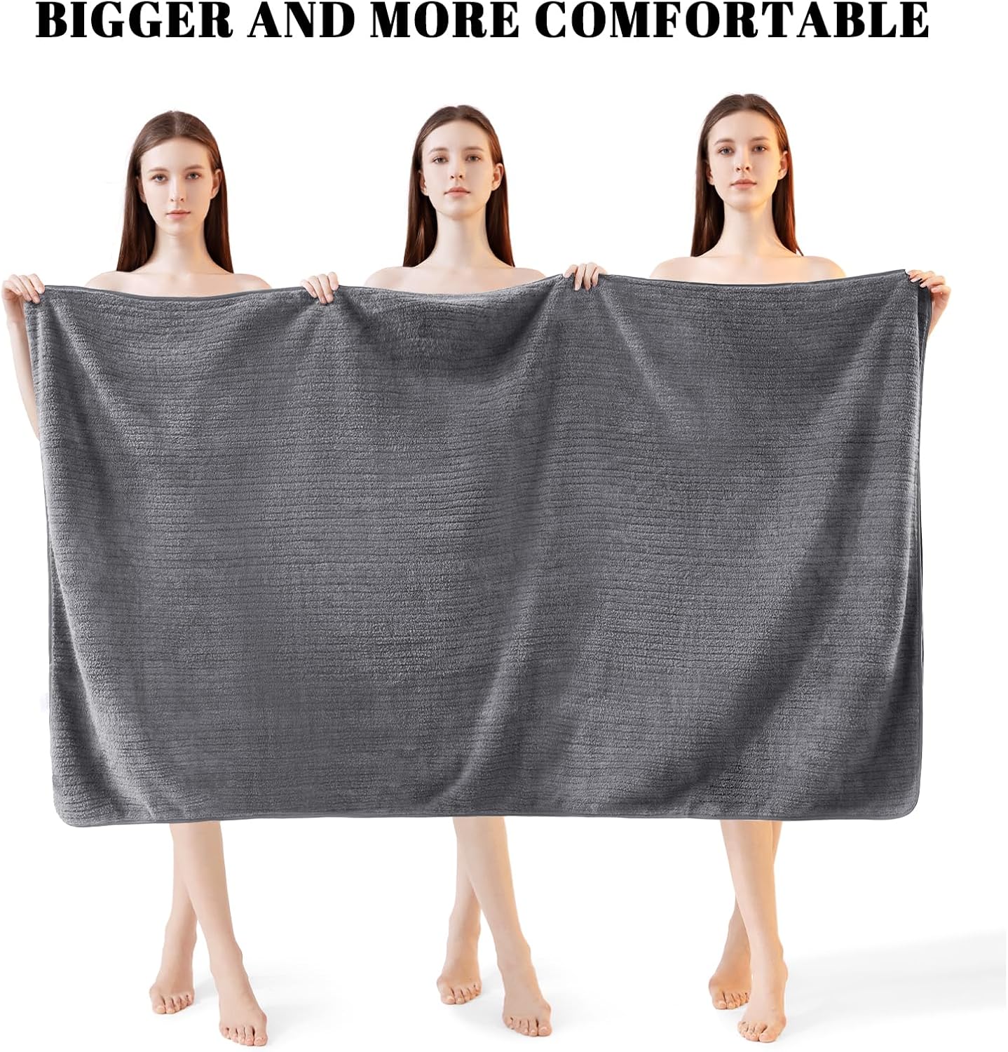 Bath Towels Set of 4 Extra Large 35 x 70 Inches,Luxury Thick High Absorbent Quick Dry Bath Sheet,Ultra Soft Microfiber,Bathroom,Beach,Yoga,Sport,SPA (Grey)