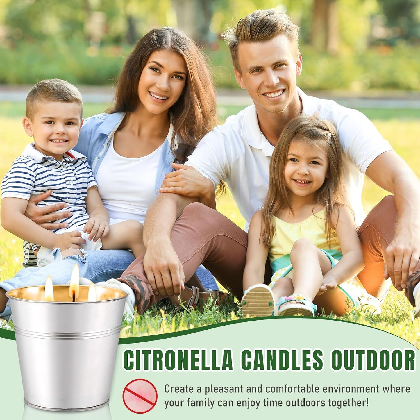 Whaline 4Pcs Citronella Candles Outdoor Large 3-Wick Soy Wax Scented Summer Iron Bucket Candles for Wedding Birthday Outside Indoor Patio Home Garden Yard Balcony Camping Porch BBQ
